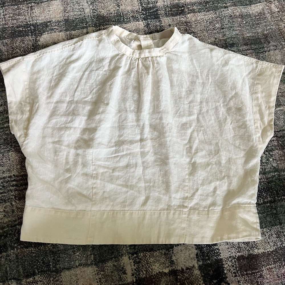 Ivory Everlane Linen Short Sleeve Top size 4